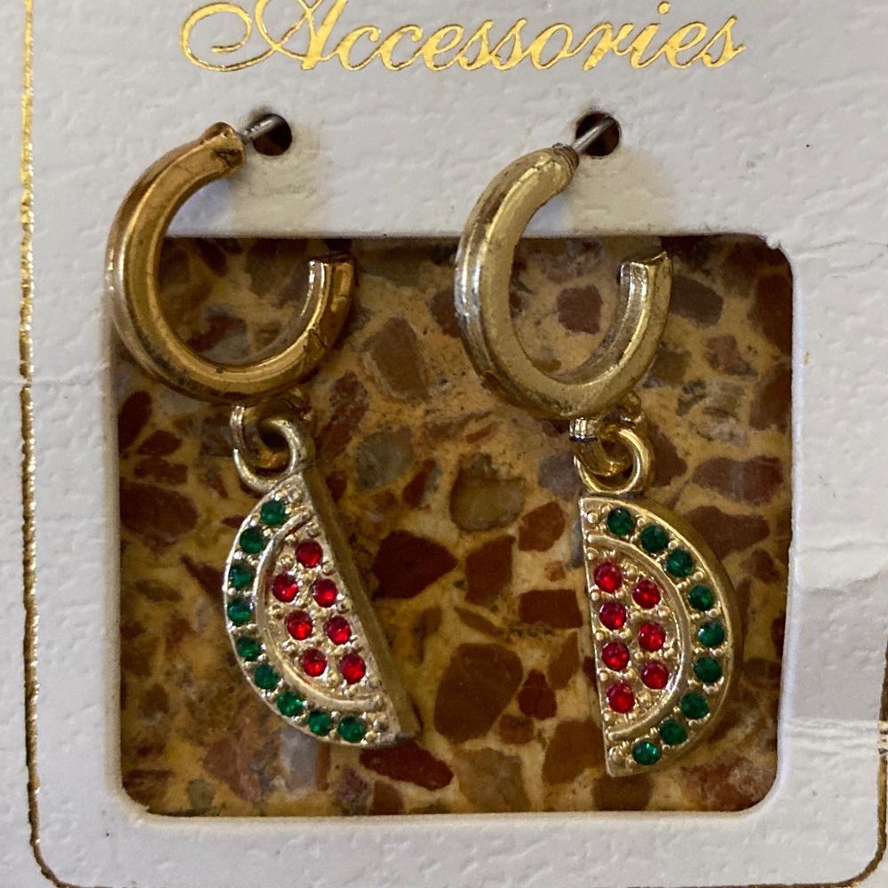 Vintage Old Stock 1990's Watermelon Earrings from Turkey